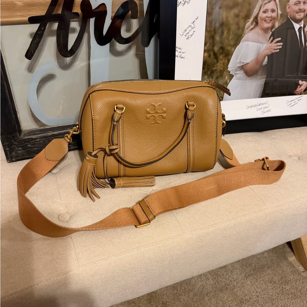Tory Burch Camel Leather Crossbody Bag